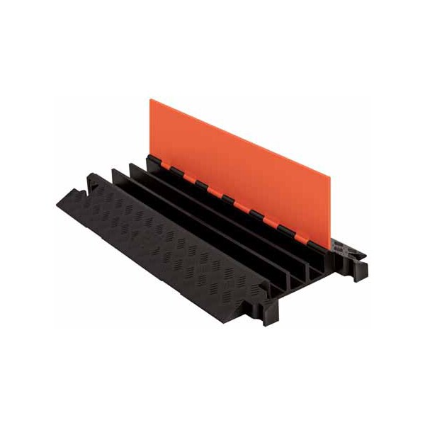 Cable Protector, 3 in H, 38-5/8 in L, 20 in W, 3 Channel, Polyurethane, Black, Yellow